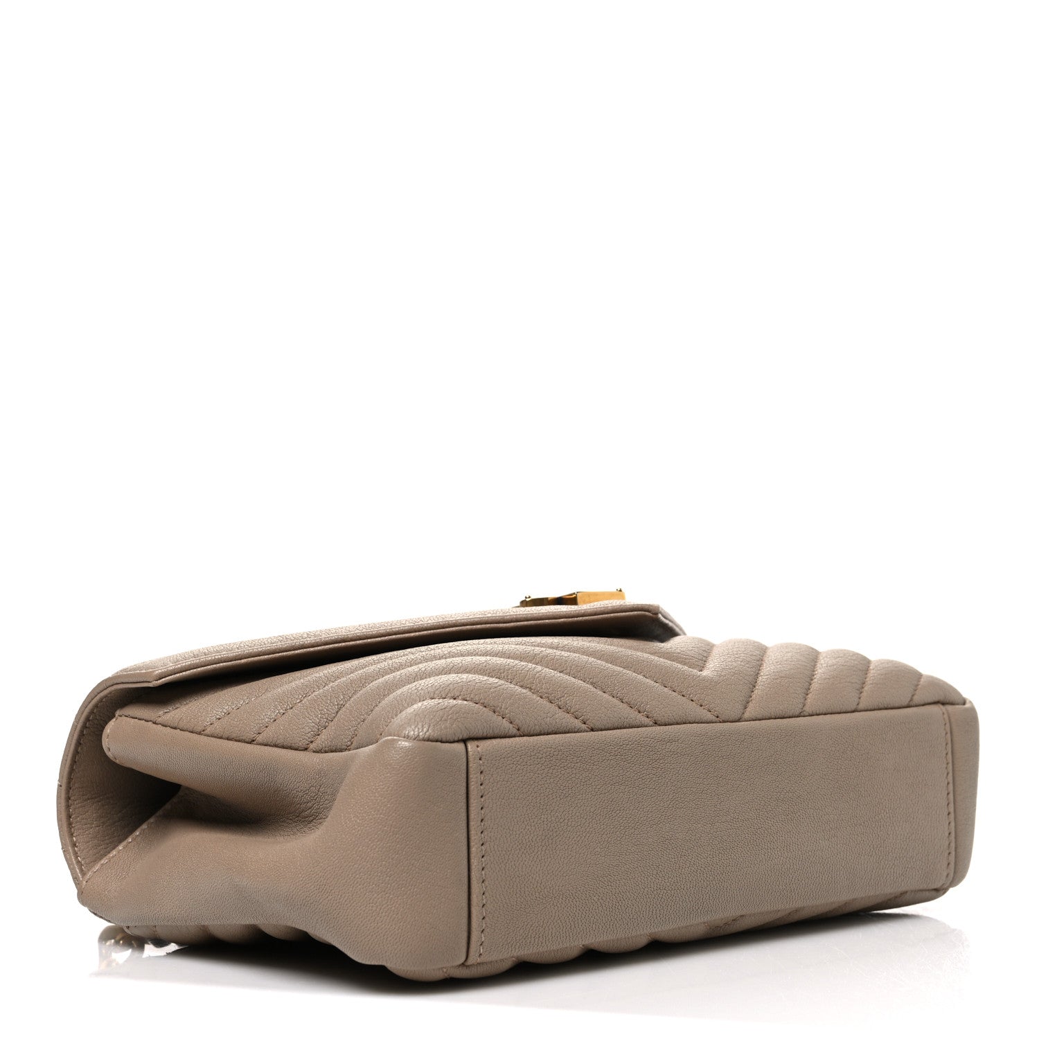 Saint Laurent Sheepskin Matelasse Chevron Monogram Medium College Bag Dark Beige 4 of 11