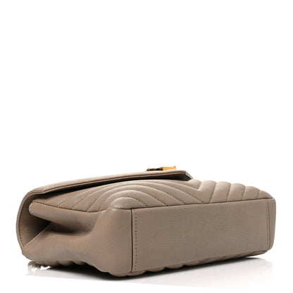 Saint Laurent Sheepskin Matelasse Chevron Monogram Medium College Bag Dark Beige 4 of 11