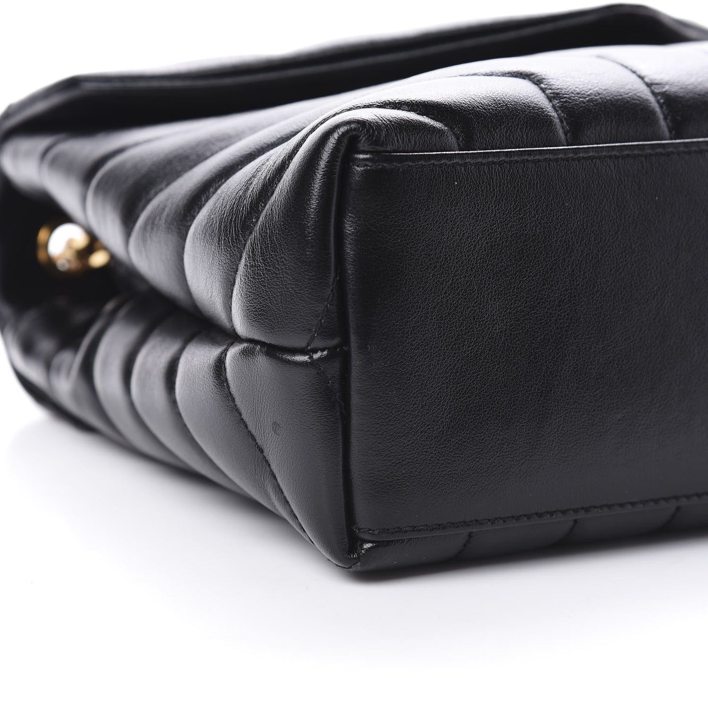 Calfskin Y Quilted Monogram Small Loulou Chain Satchel Black