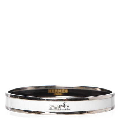 Hermes Enamel Printed Narrow Caleche Bracelet 62 White 1 of 5