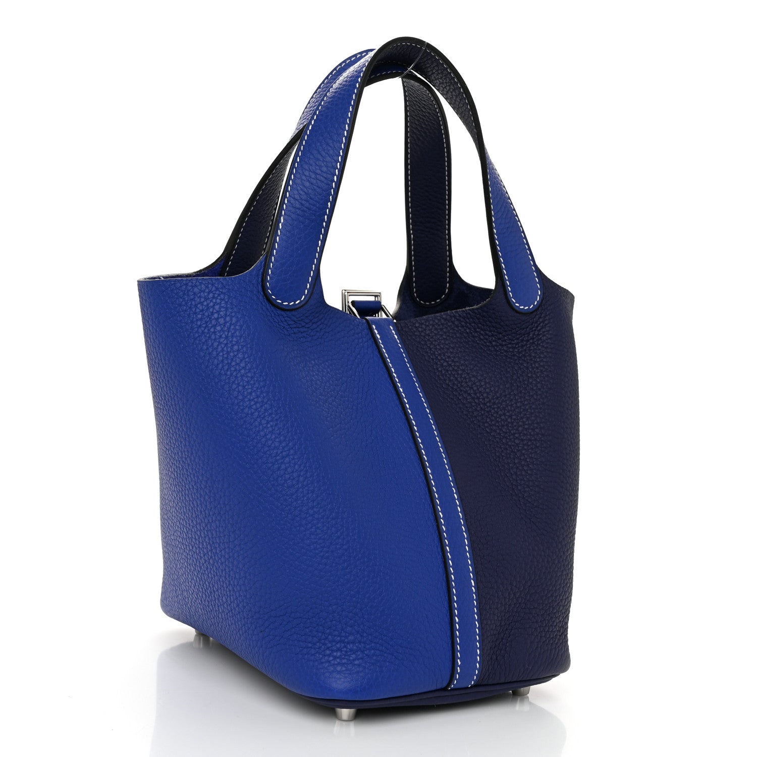 Hermes Taurillon Clemence Casaque Picotin Lock 18 PM Bleu Electrique Bleu Encre 3 of 11