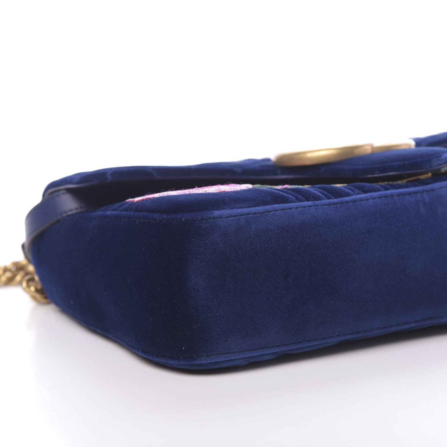 Gucci Velvet Matelasse Modern Embroidered Medium GG Marmont Shoulder Bag Cobalt 8 of 10