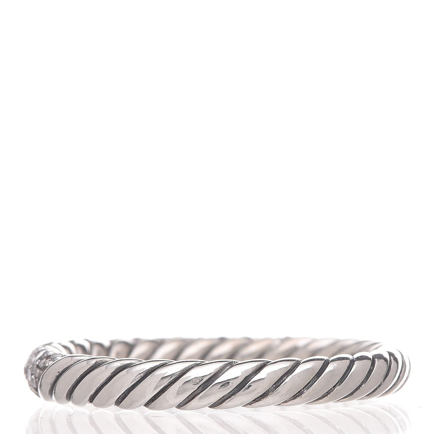 Sterling Silver Diamond Petite Pave Band Ring 57 8