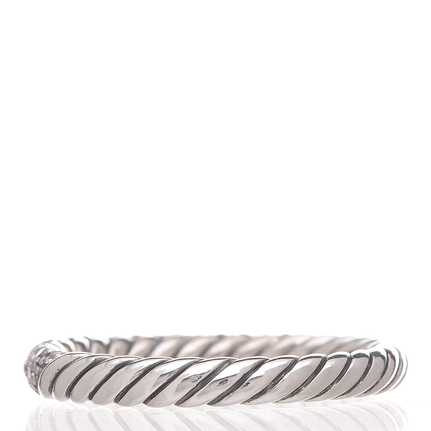 David Yurman Sterling Silver Diamond Petite Pave Band Ring 57 8 3 of 4