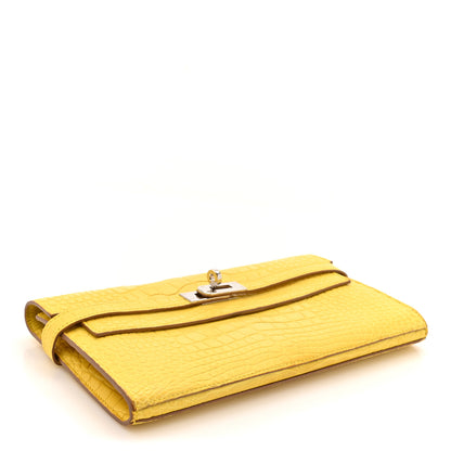 Hermes Matte Alligator Kelly Longue Wallet Mimosa 4 of 14