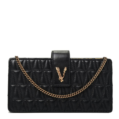 Versace Nappa Quilted Virtus Mini Shoulder Bag Black 1 of 3