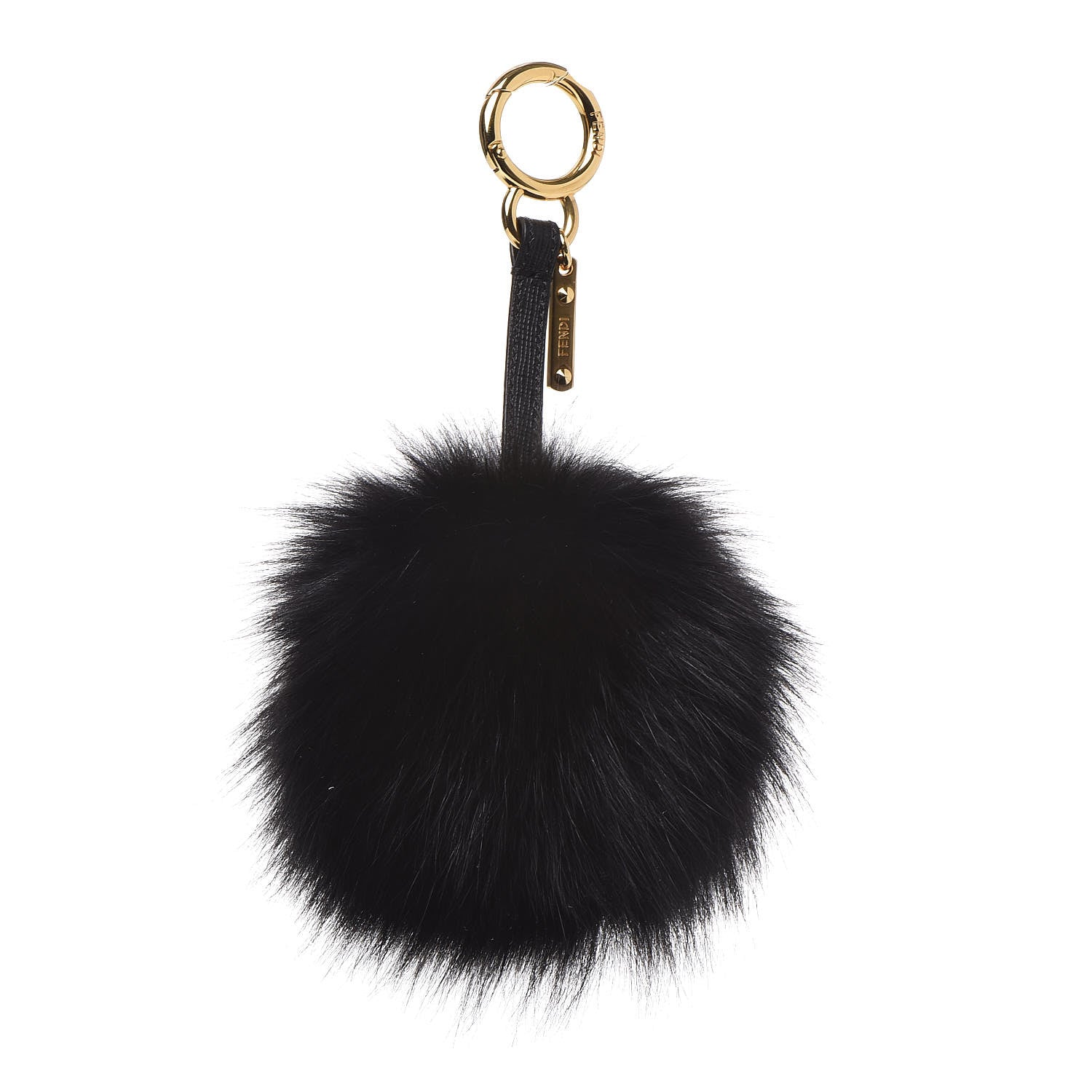 Fendi Fox Fur Pom Pom Bag Charm Black 1 of 5