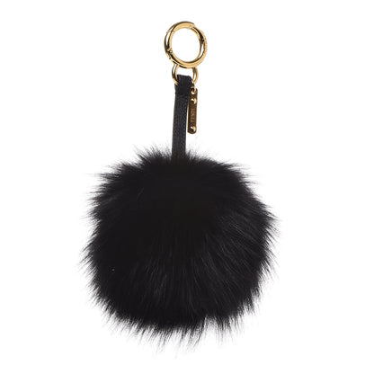 Fendi Fox Fur Pom Pom Bag Charm Black 1 of 5