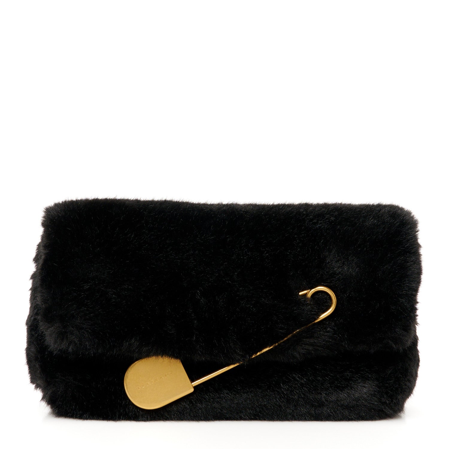 Burberry Faux Fur Pin Clutch Black 1 of 8