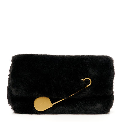 Burberry Faux Fur Pin Clutch Black 1 of 8