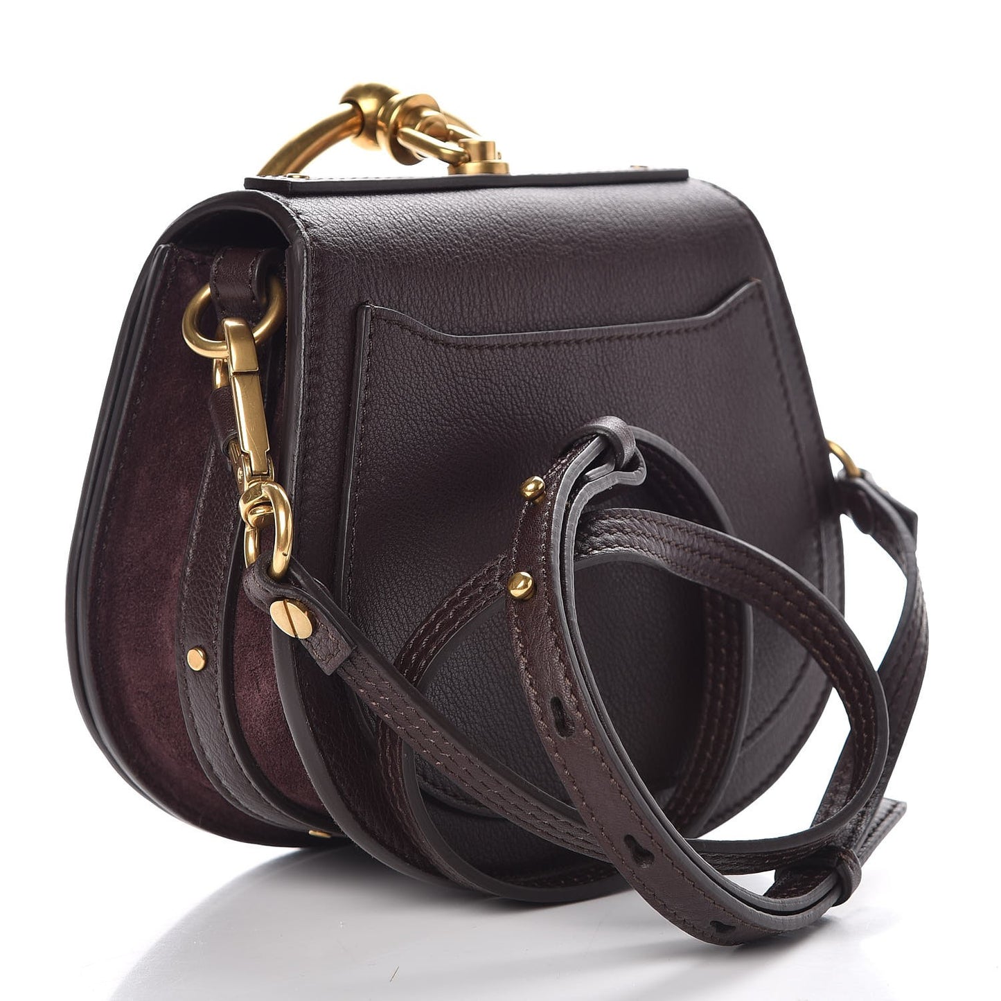 Calfskin Suede Small Nile Bracelet Bag Carbon Brown