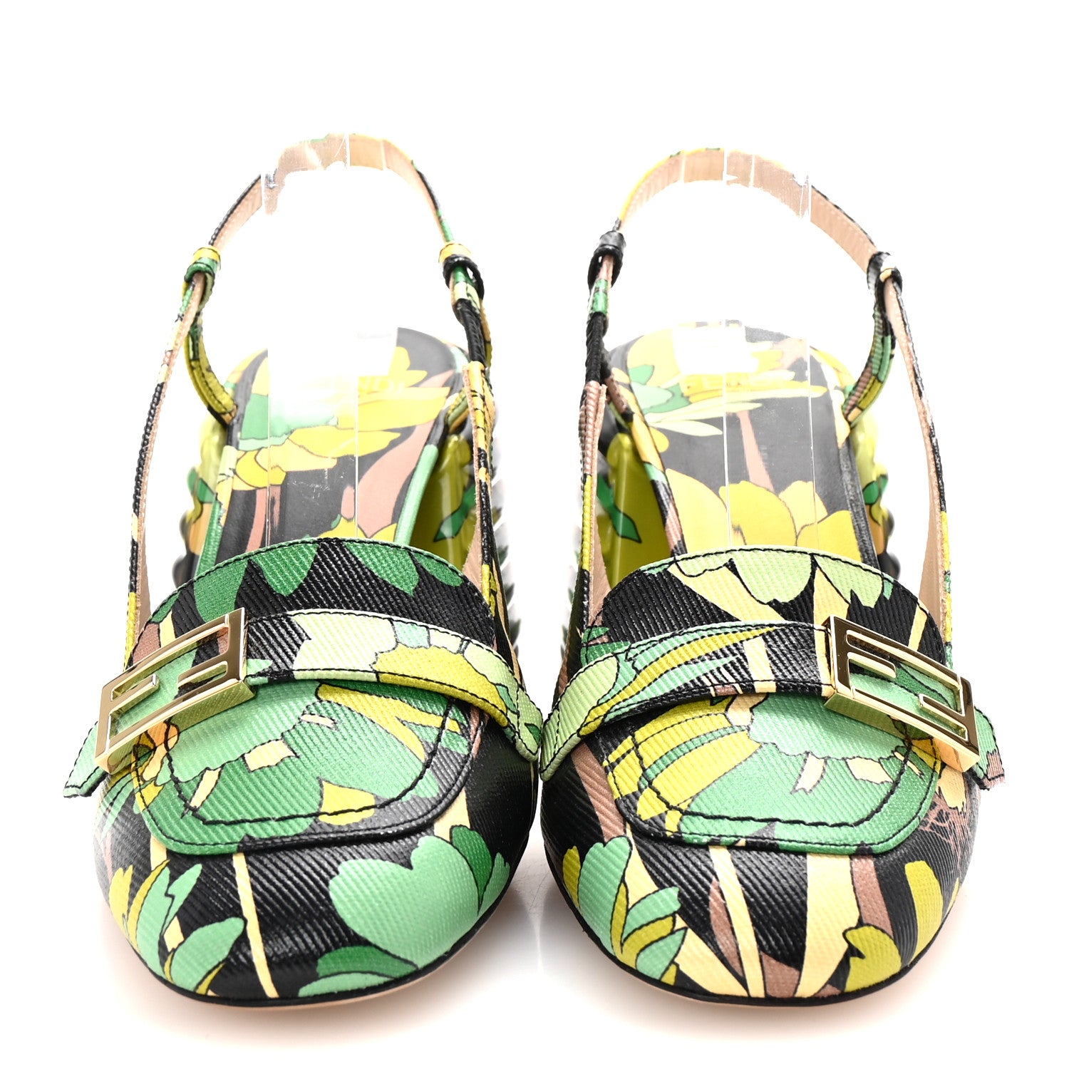 Fendi Calfskin Promenade Slingback Loafer Pumps 35 Black Multicolor 3 of 8