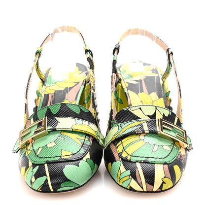 Fendi Calfskin Promenade Slingback Loafer Pumps 35 Black Multicolor 3 of 8