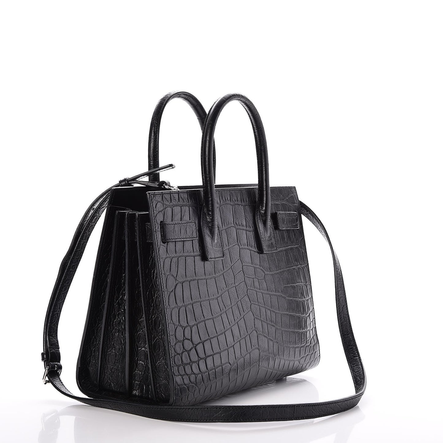 Calfskin Crocodile Embossed Baby Sac de Jour Black
