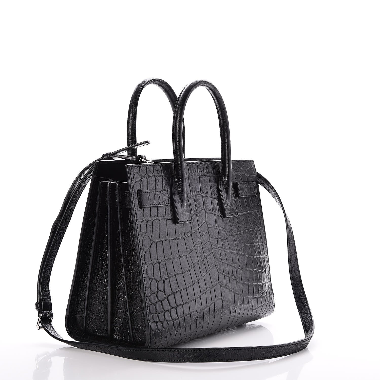 Saint Laurent Calfskin Crocodile Embossed Baby Sac de Jour Black 4 of 7