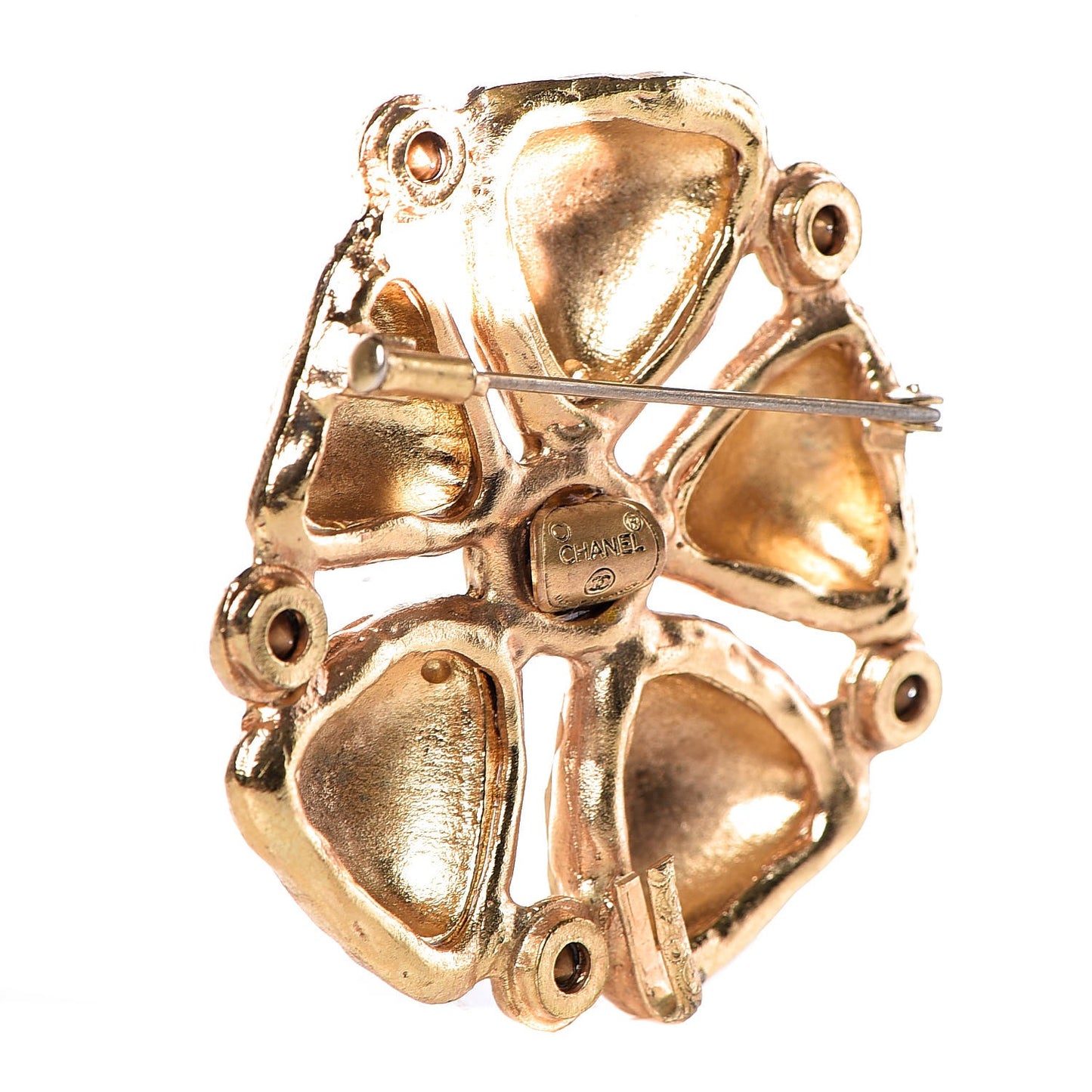 Crystal Flower Brooch Gold