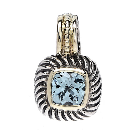 David Yurman Sterling Silver 14K Yellow Gold Blue Topaz 7mm Albion Enhancer Pendant 1 of 3