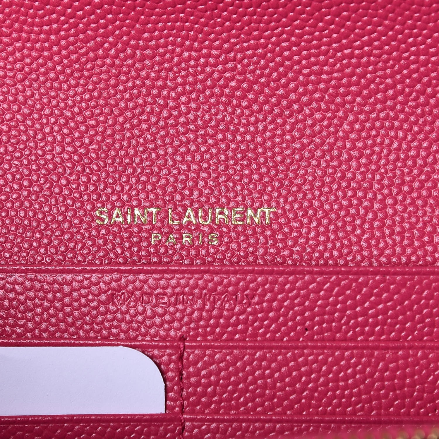 Saint Laurent Grain De Poudre Matelasse Chevron Monogram Flap Wallet Fuchsia 6 of 8