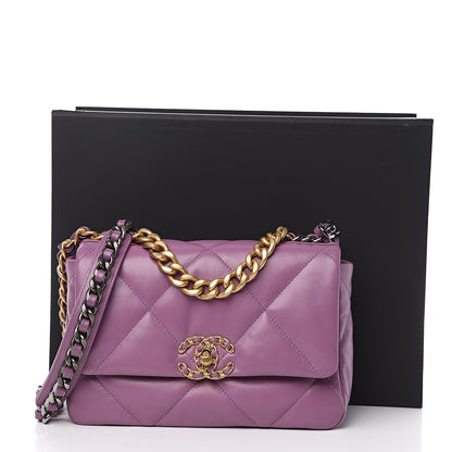 Chanel Goatskin Quilted Medium 19 Flap Violet Purple 10 of 10