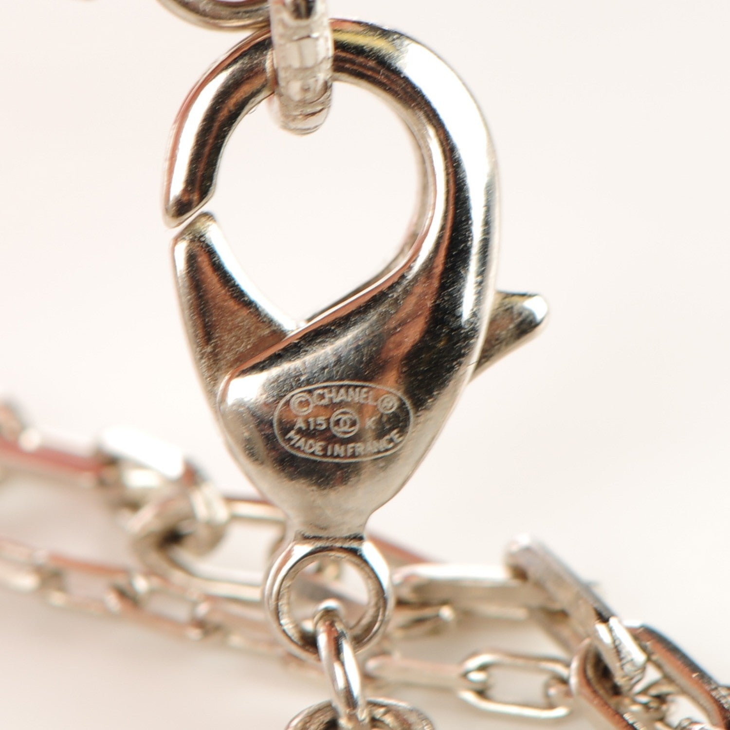 Chanel Swarovski Crystal Triple Strand CC Necklace Silver 5 of 9