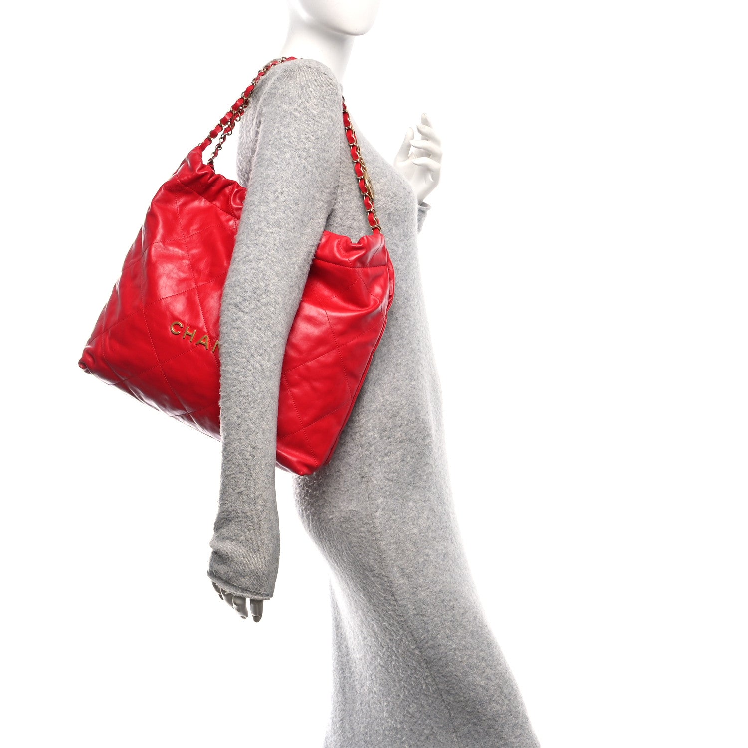 Chanel Shiny Calfskin Quilted Chanel 22 Red 2 of 11