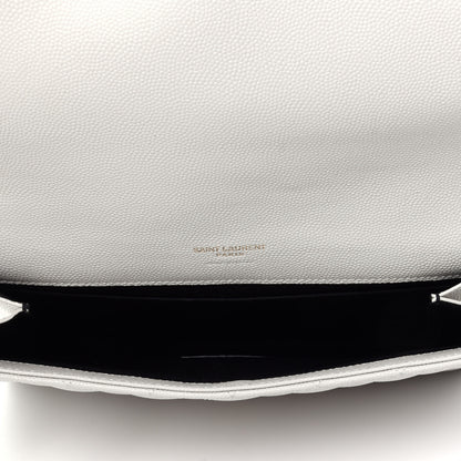 Saint Laurent Grain De Poudre Textured Mixed Matelasse Triquilt Monogram Clutch Blanc Vintage 5 of 11