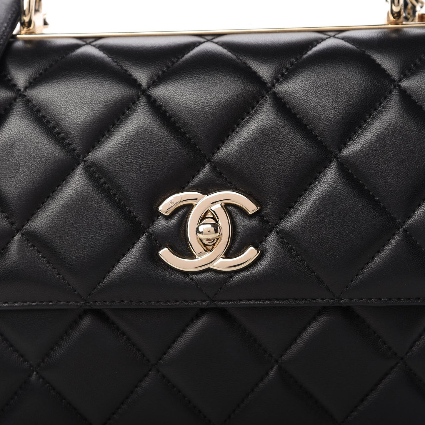 Lambskin Quilted Small Trendy CC Dual Handle Flap Bag Black