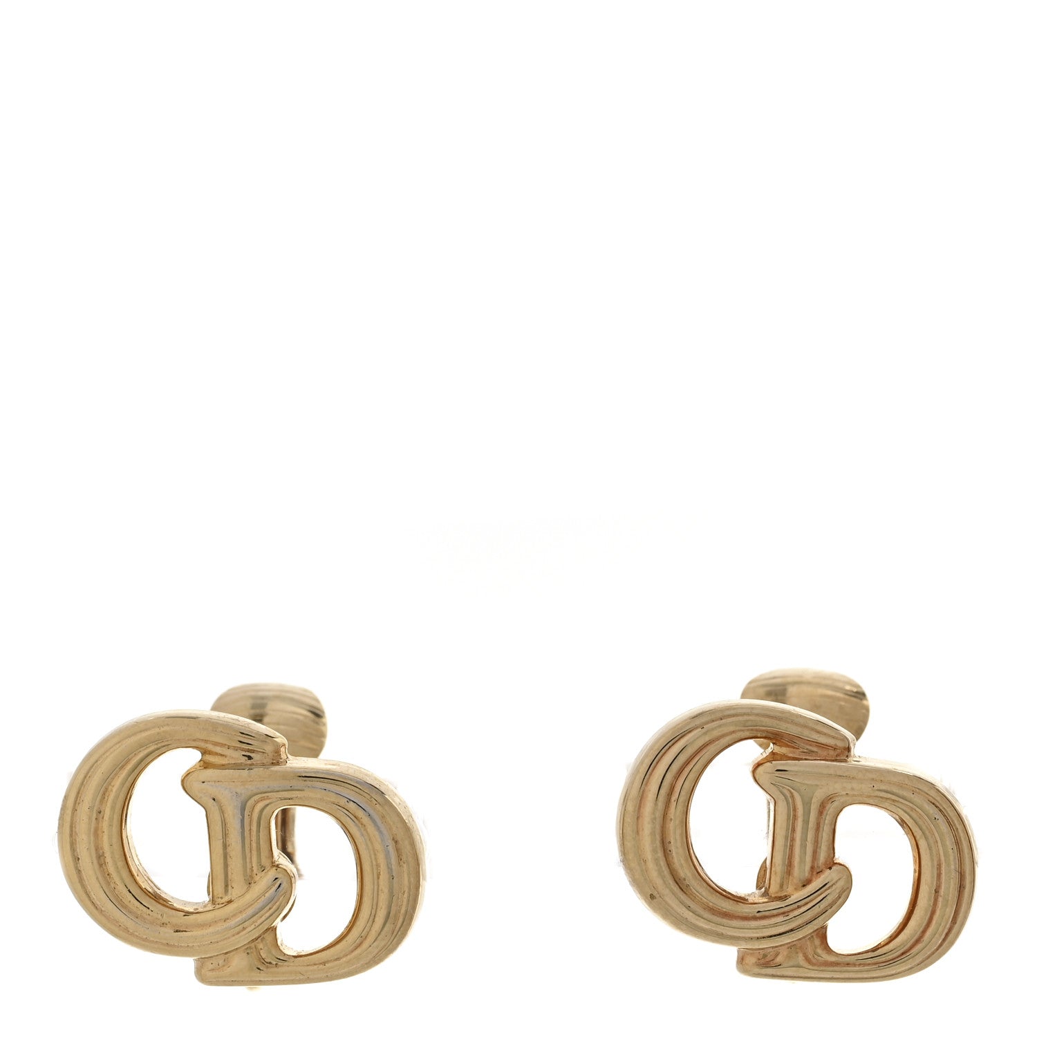 Christian Dior Metal CD Clip On Earrings Gold 1 of 5