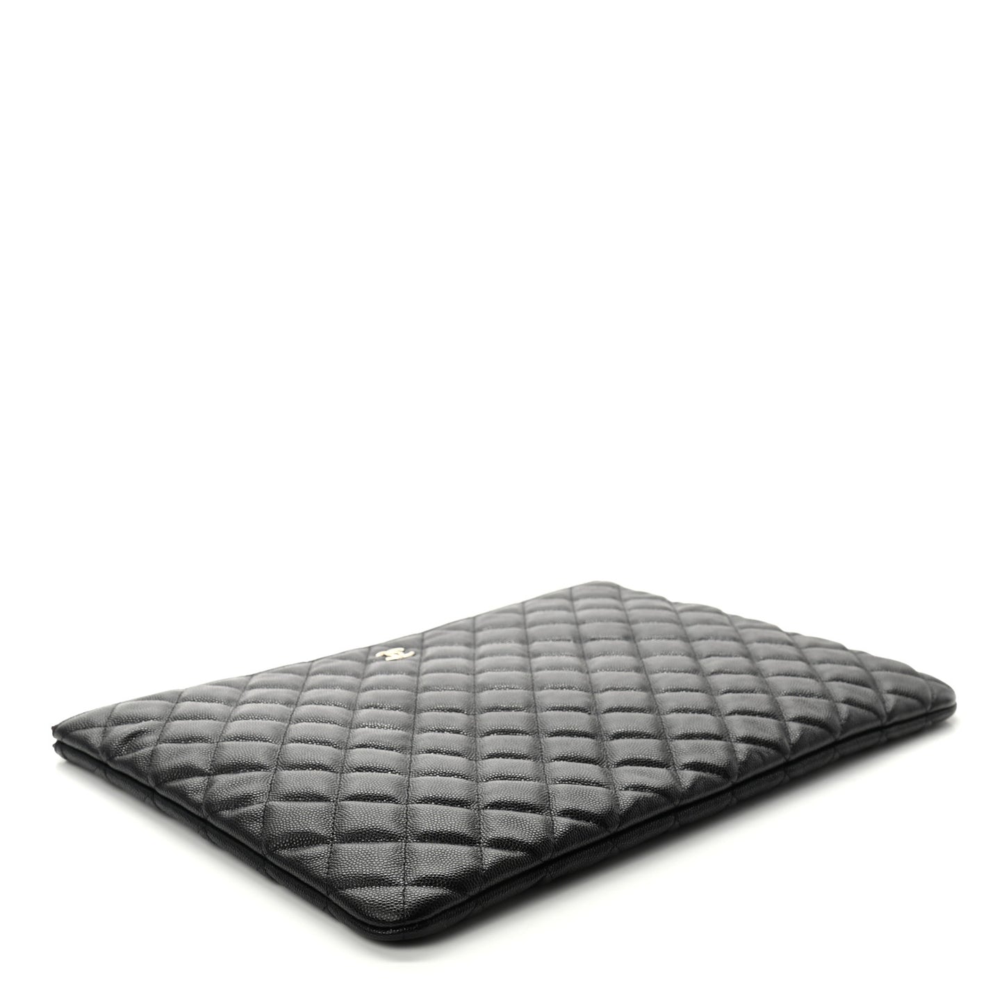 Caviar Quilted Large Cosmetic Case Black