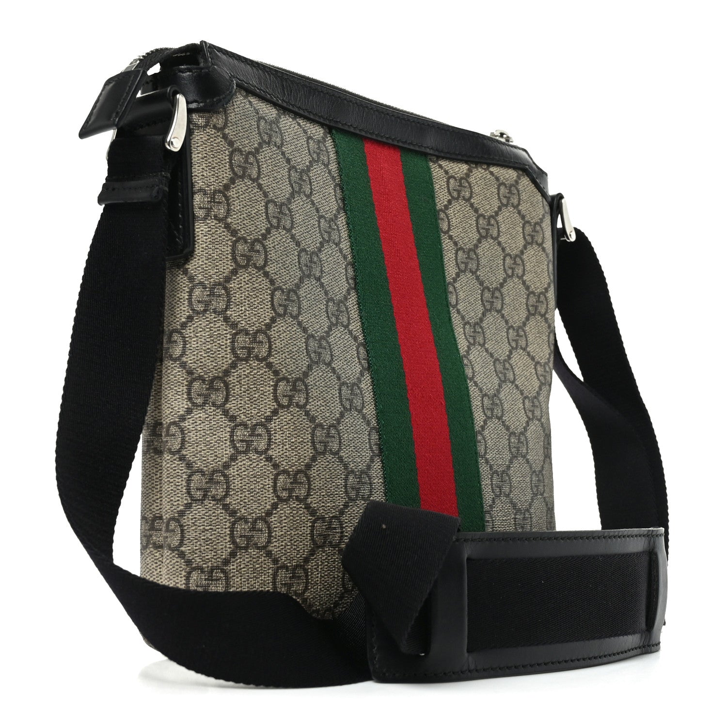 Gucci GG Supreme Monogram Web Messenger Bag Black 3 of 11