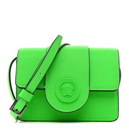 Versace Calfskin Rubber Medusa Shoulder Bag Lime 1 of 12