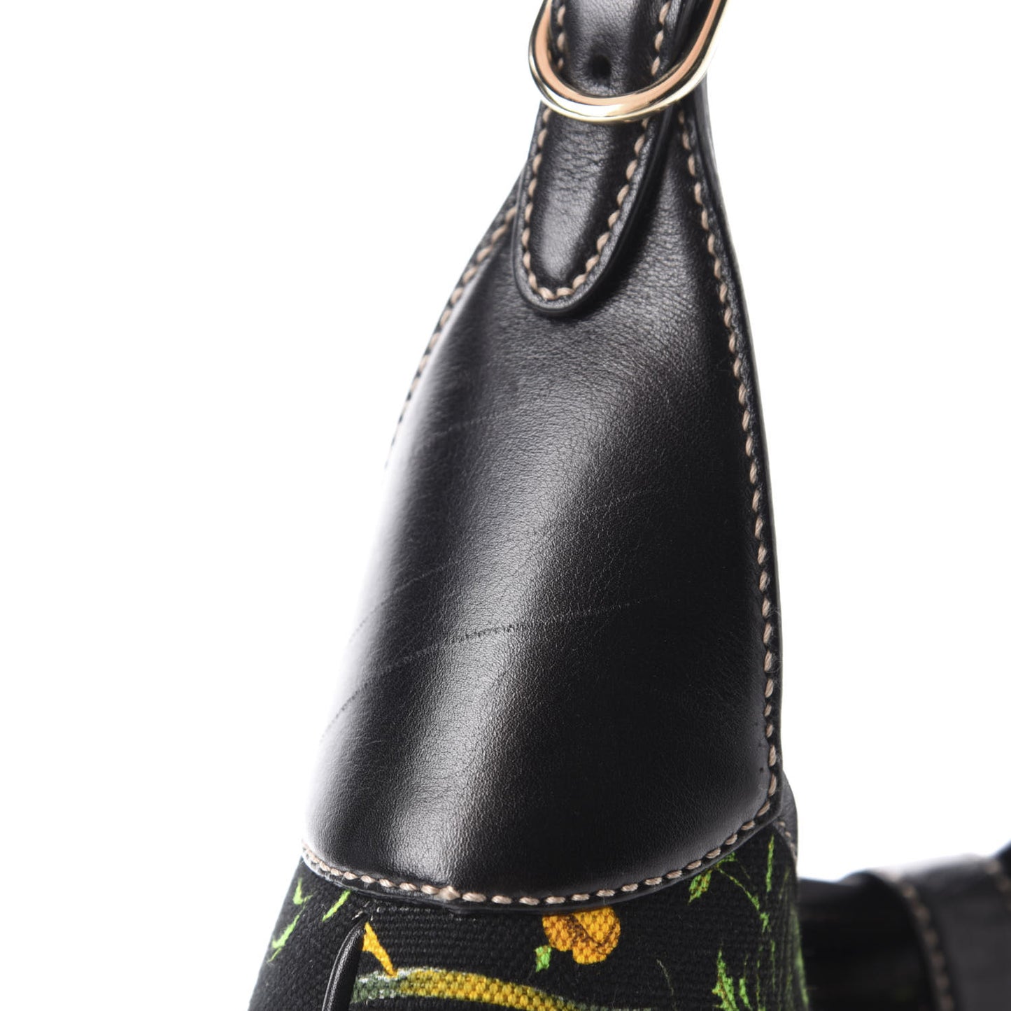 Canvas Floral Flora Medium Jackie O Bouvier Hobo Black