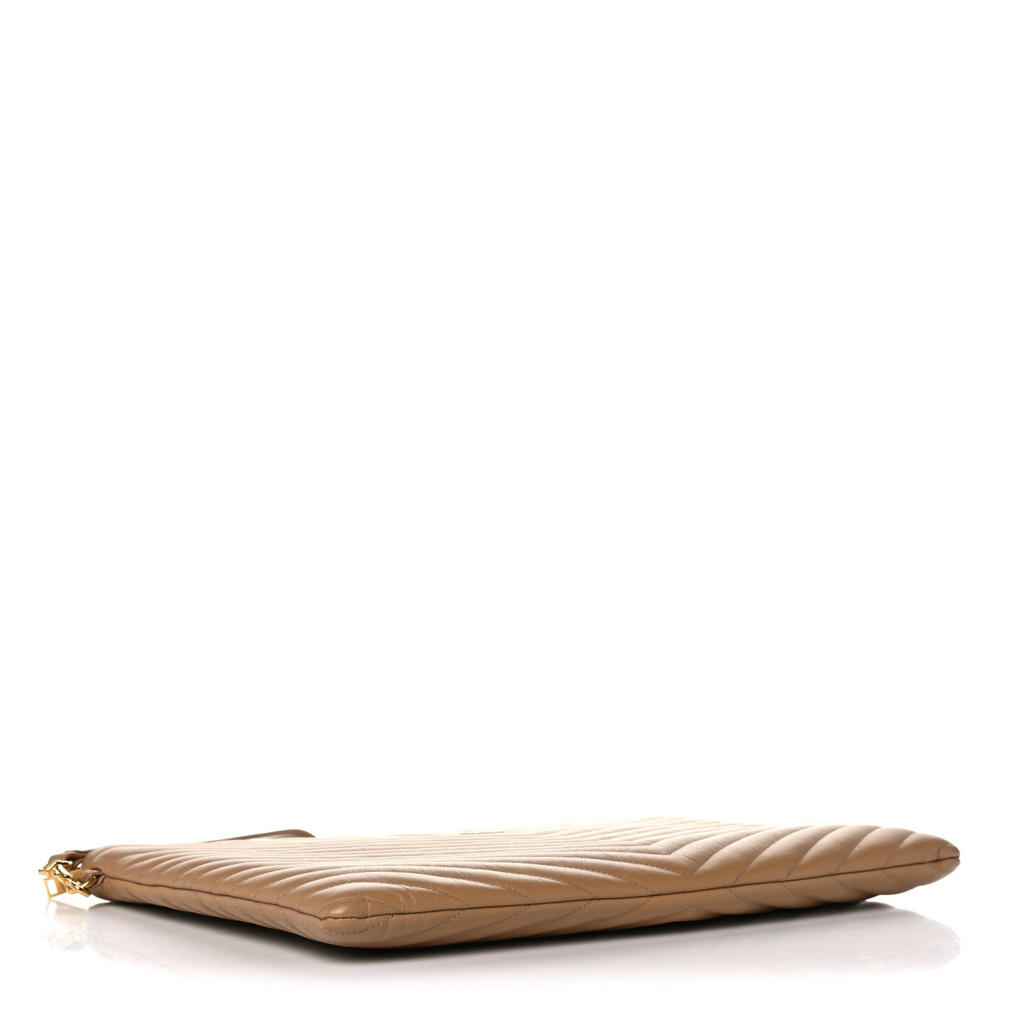 Calfskin Matelasse Chevron Monogram Document Holder Naturel Dark