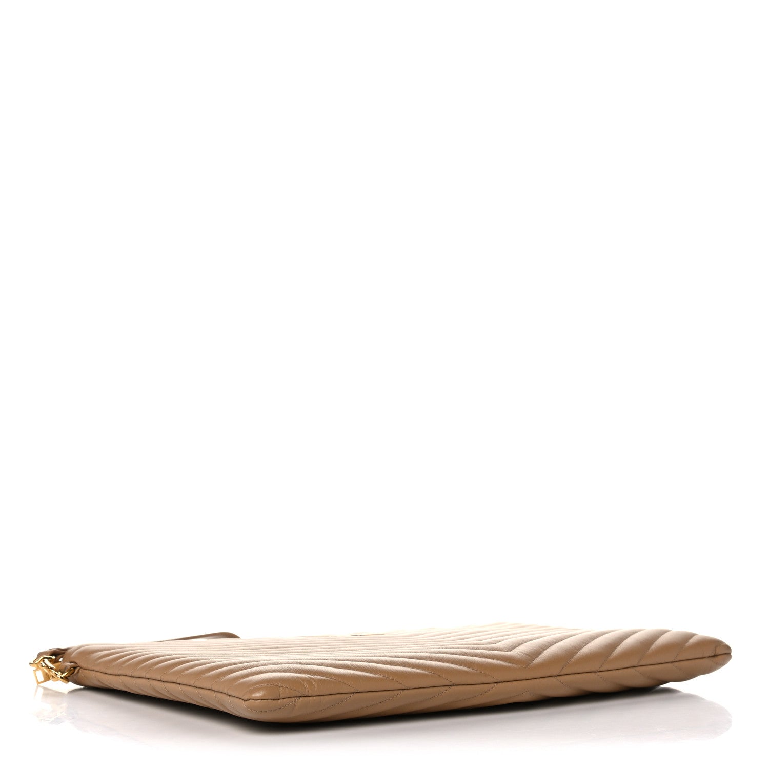 Saint Laurent Calfskin Matelasse Chevron Monogram Document Holder Naturel Dark 4 of 11