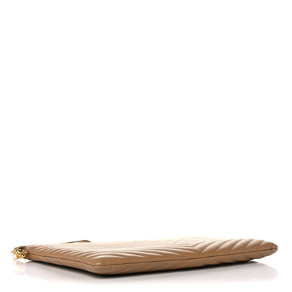 Saint Laurent Calfskin Matelasse Chevron Monogram Document Holder Naturel Dark 4 of 11