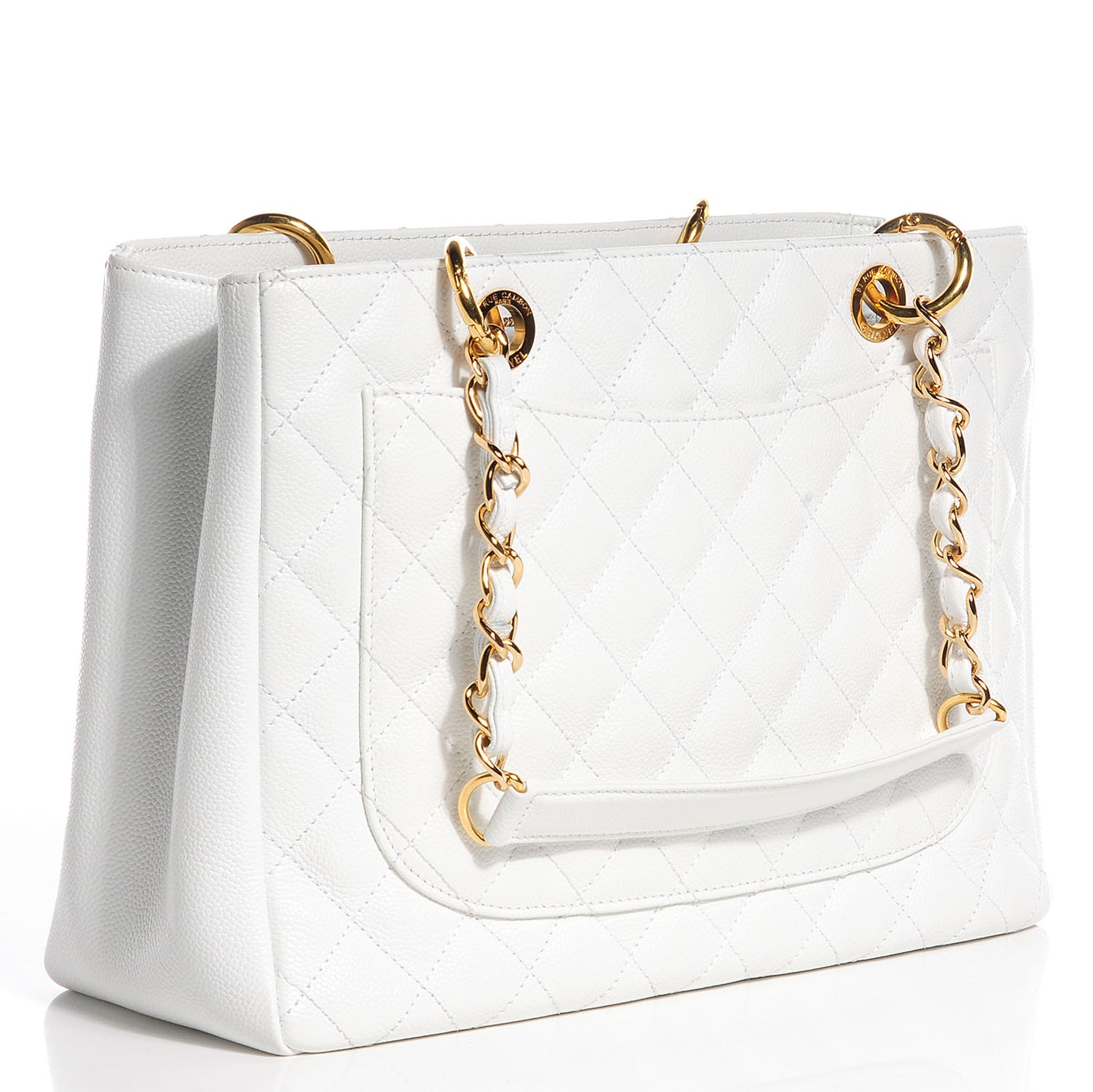 Caviar Quilted Grand Shopping Tote GST White