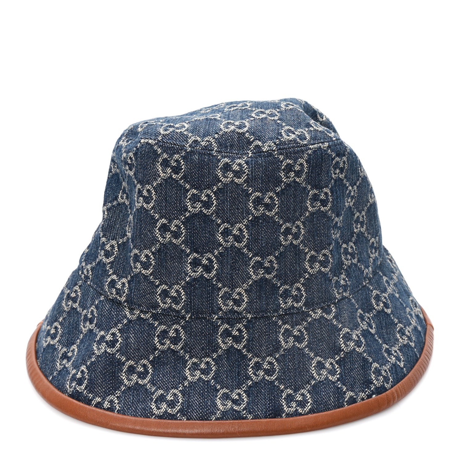 Gucci Washed Jacquard Denim Nappa GG Monogram Oscar Bucket Hat L Denim Cuir 4 of 9