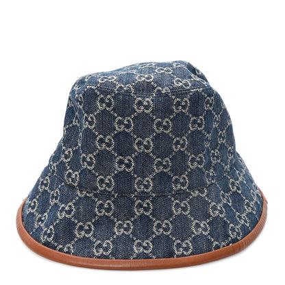 Gucci Washed Jacquard Denim Nappa GG Monogram Oscar Bucket Hat L Denim Cuir 4 of 9