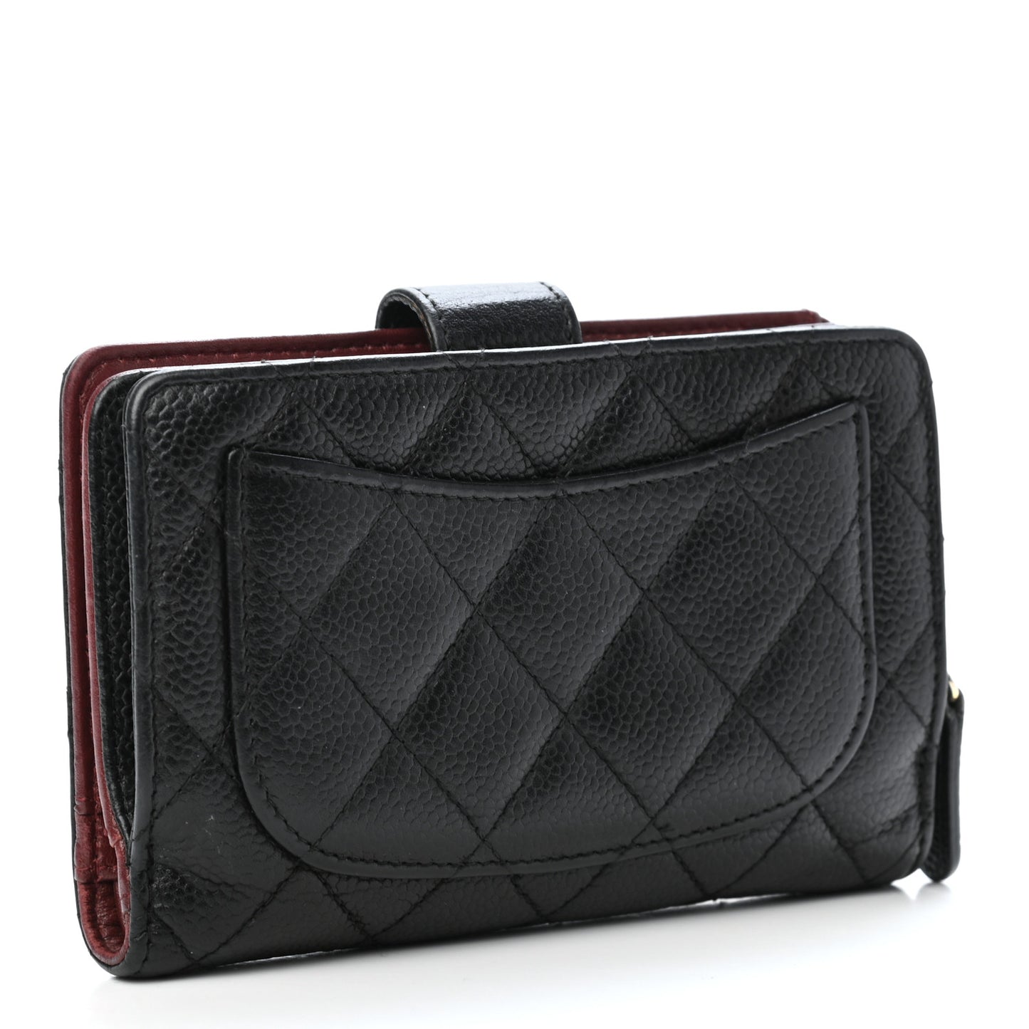 Caviar Quilted Zipped Pocket Wallet Black