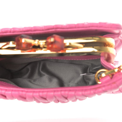 Miu Miu Nappa Matelasse Kisslock Frame Crossbody Bag Fuxia 6 of 16