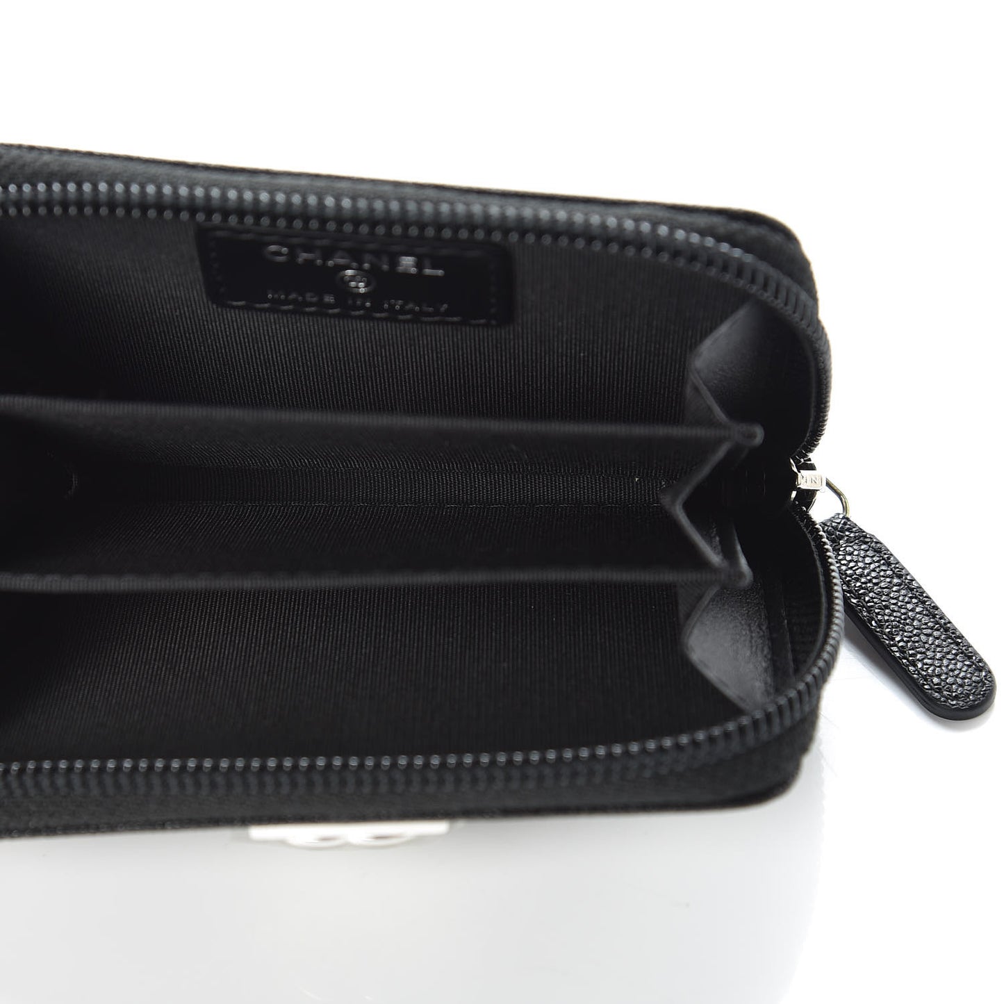 Caviar Quilted Boy Zip Around Coin Purse Wallet Black
