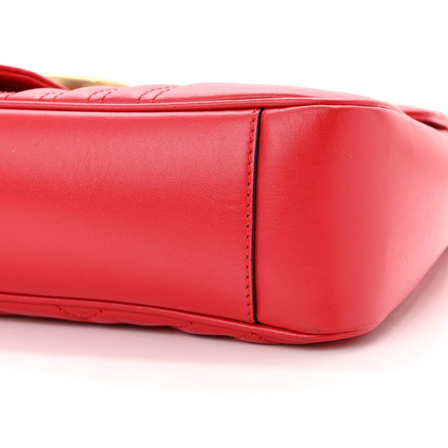 Gucci Calfskin Matelasse Medium GG Marmont Shoulder Bag Hibiscus Red 10 of 13