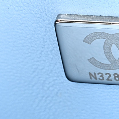 Chanel Denim Quilted Medium Double Flap Light Blue 7 of 10