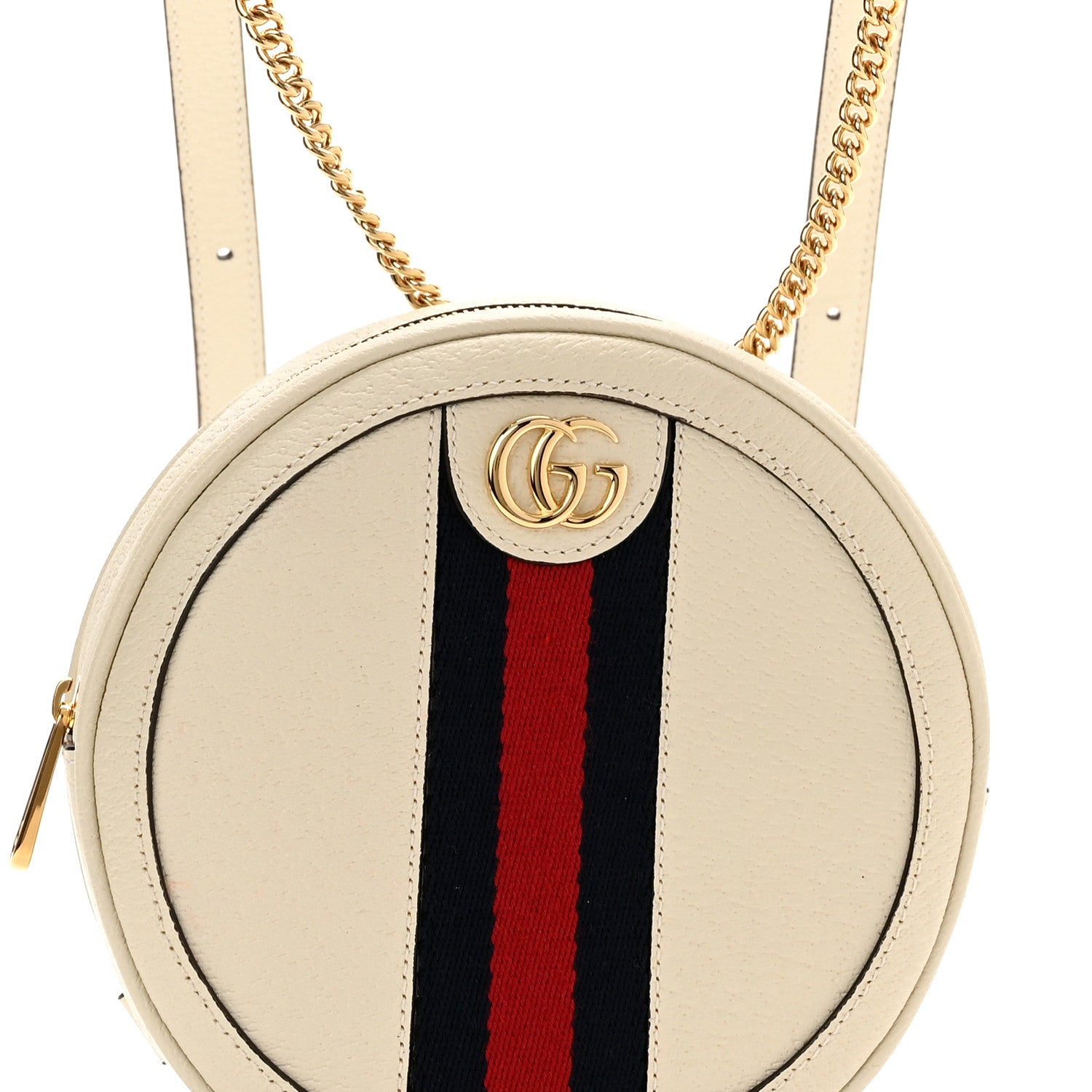 Gucci Textured Calfskin Web Mini Ophidia Round Backpack Mystic White 9 of 11