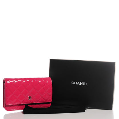 Chanel Patent Quilted Wallet On Chain WOC Fuchsia 5 of 9