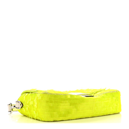 Fendi Sequin Paillettes Vitello Elaphe Grace Baguette Yellow Fluo 4 of 10