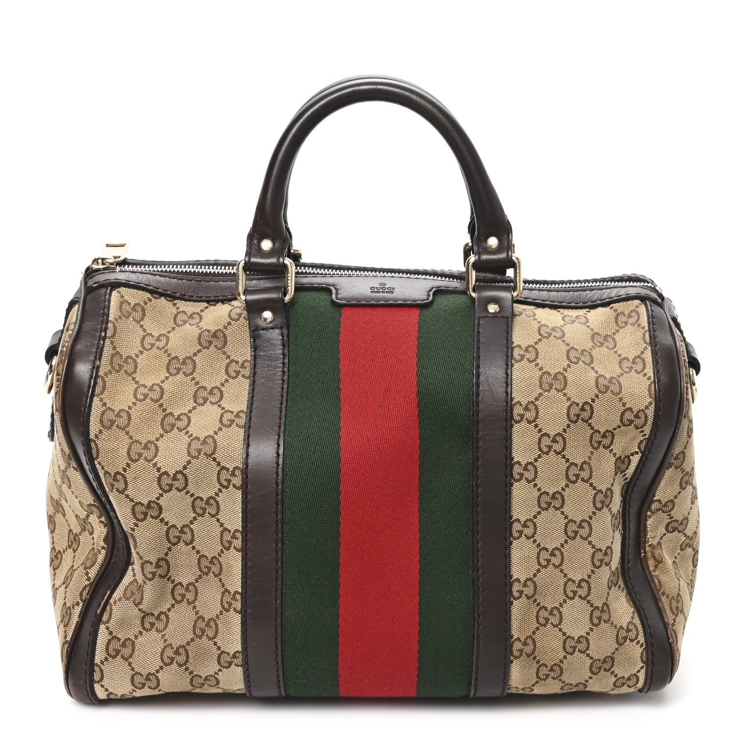 Gucci Monogram Vintage Web Medium Boston Dark Brown 1 of 12