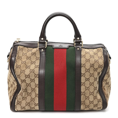 Gucci Monogram Vintage Web Medium Boston Dark Brown 1 of 12