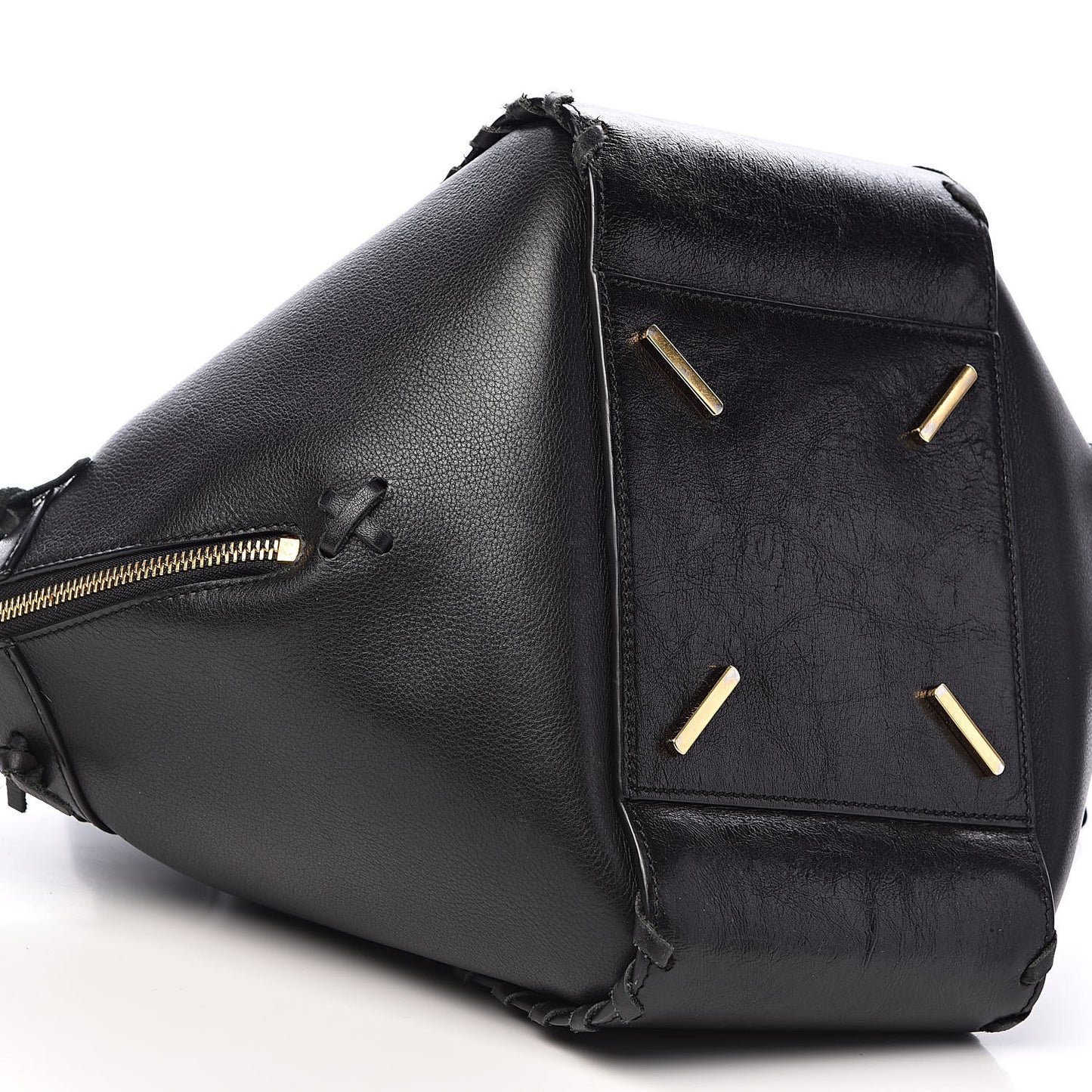 Calfskin Small Whipstitch Hammock Shoulder Bag Black