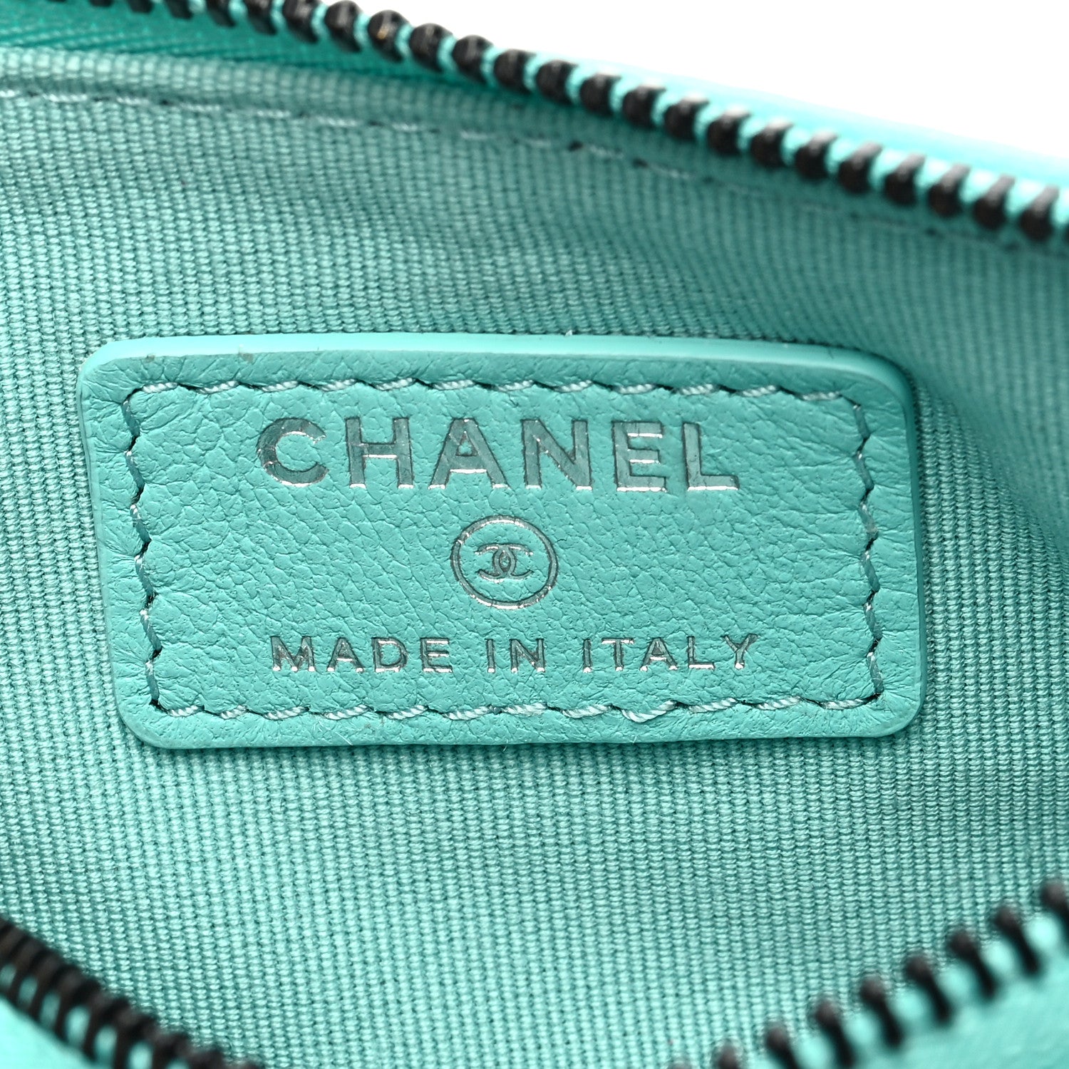 Chanel Lambskin Quilted Small Cosmetic Case Turquoise 6 of 12